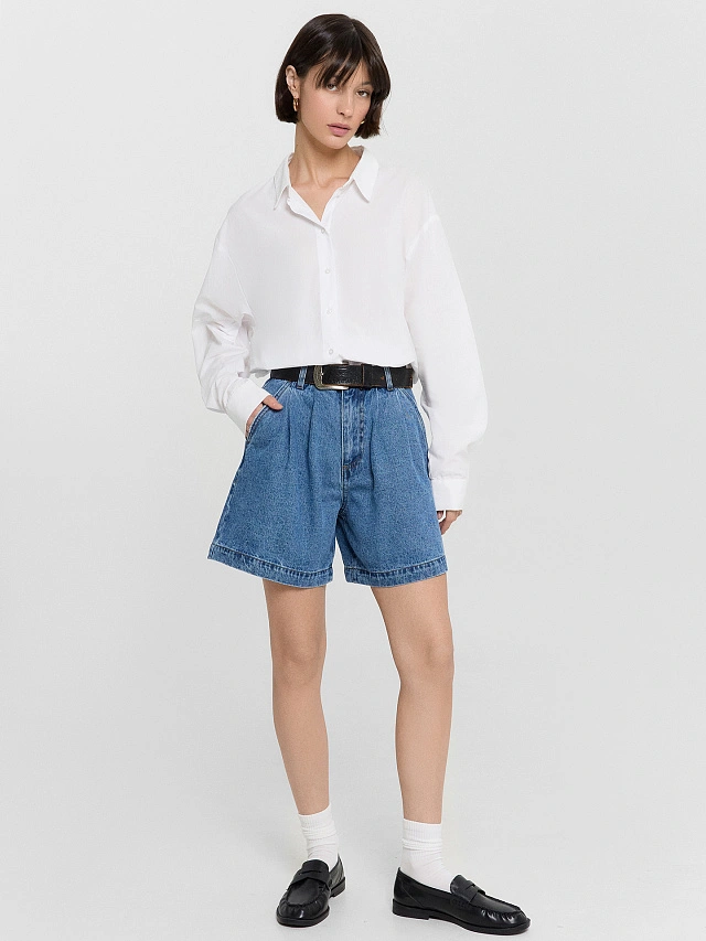 Шорты женские джинсовые синие - 6