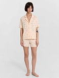 Комплект домашний женский персиковый с принтом