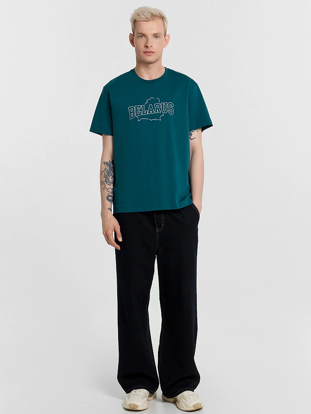 Футболка мужская синяя с принтом "Belarus" - 3