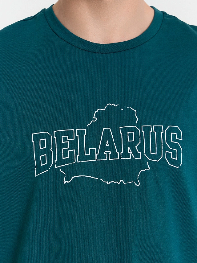 Футболка мужская синяя с принтом "Belarus" - 4
