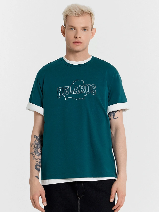 Футболка мужская синяя с принтом "Belarus" - 5