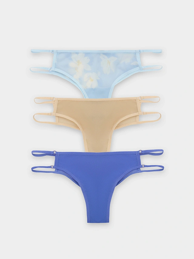 Трусы бразилиана женские в наборе, 3 шт - 8
