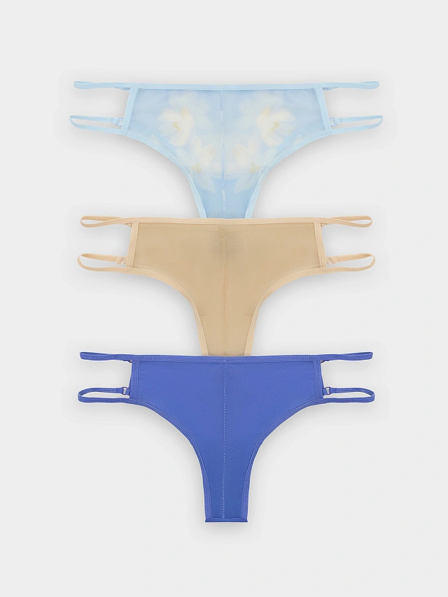 Трусы бразилиана женские в наборе, 3 шт - 9