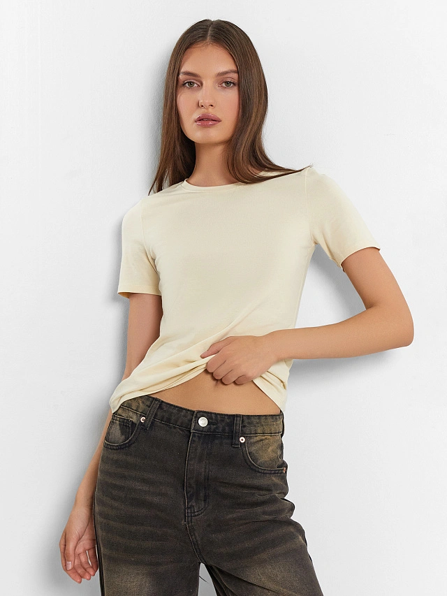 Футболка женская бежевая - 6