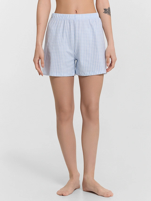 Комплект домашний женский голубой в клетку - 4