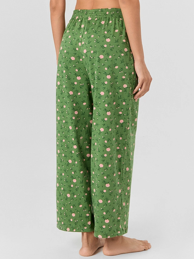 Комплект женский зеленый с цветочным принтом - 4