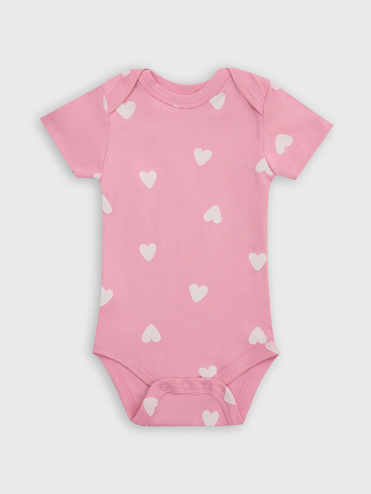 Комплект детский розовый в сердечки: боди и ползунки - 5
