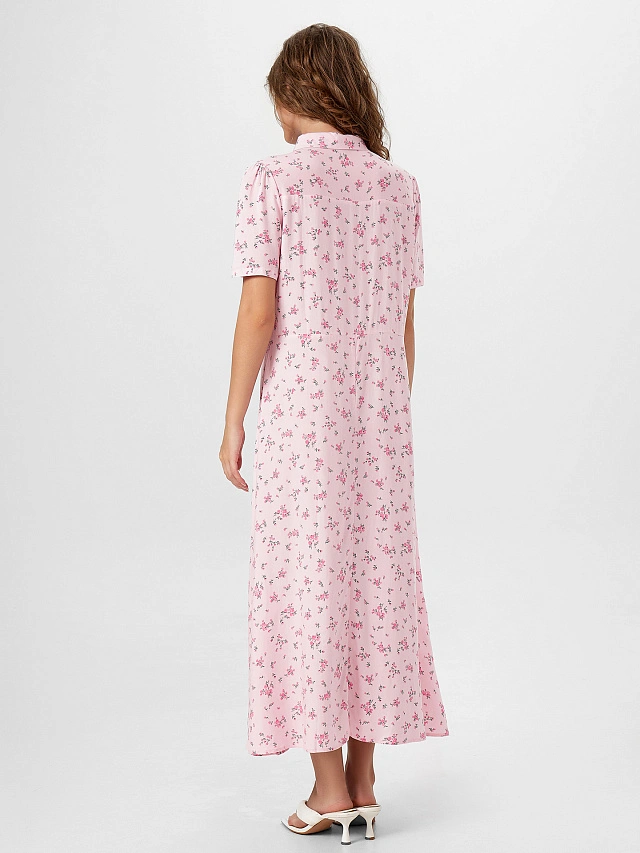 Платье женское розовое с цветочным принтом - 2