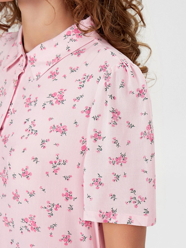 Платье женское розовое с цветочным принтом - 4