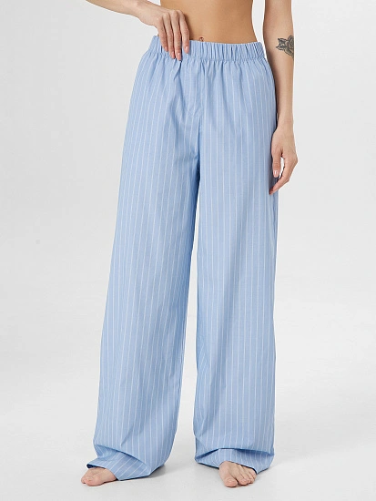 картинка Брюки домашние женские голубые в полоску от магазина стильной одежды Mark Formelle