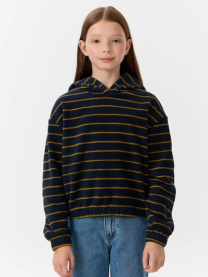 картинка Худи для девочек синее в полоску  от известного бренда одежды для девочек Mark Formelle