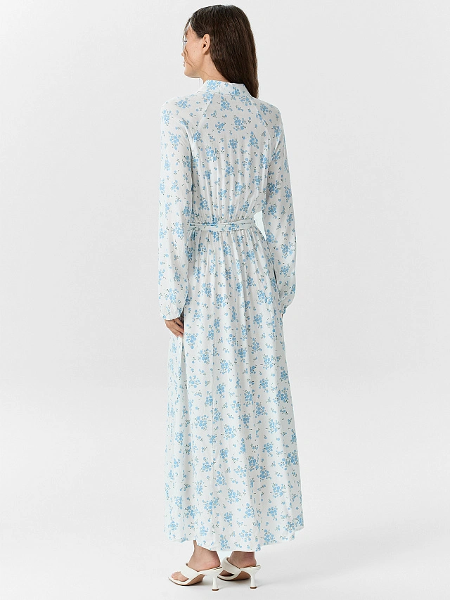 Платье женское белое с цветочным принтом - 2