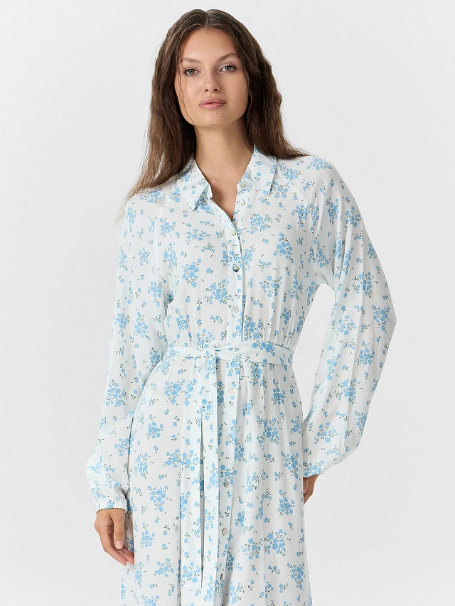 Платье женское белое с цветочным принтом - 3