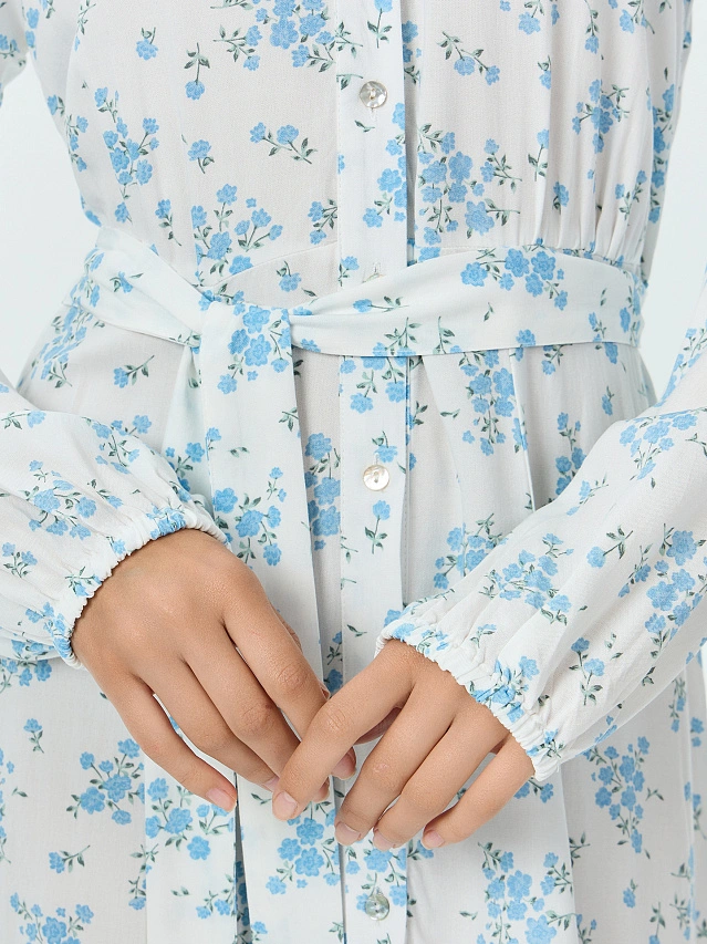 Платье женское белое с цветочным принтом - 4