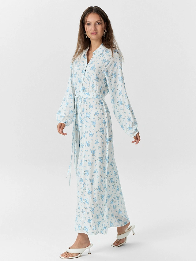 Платье женское белое с цветочным принтом - 6