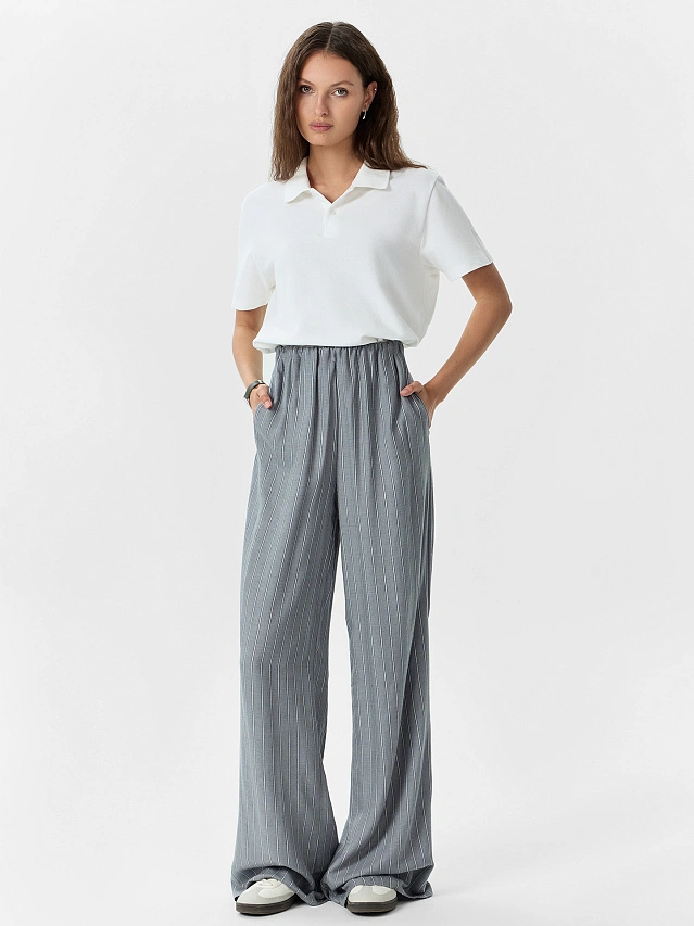 Брюки женские серые в полоску - 6