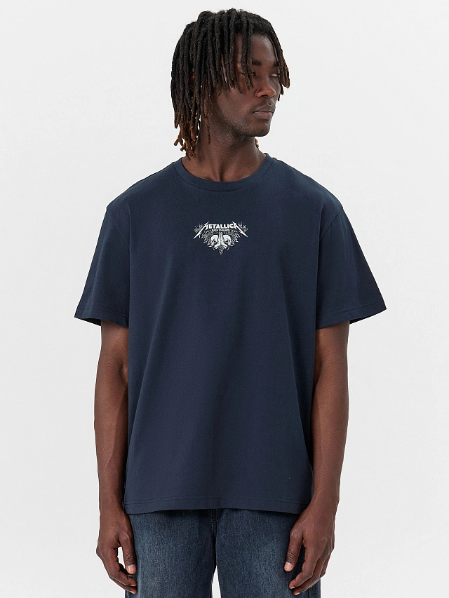 Футболка мужская синяя с принтом "metallica" - 2