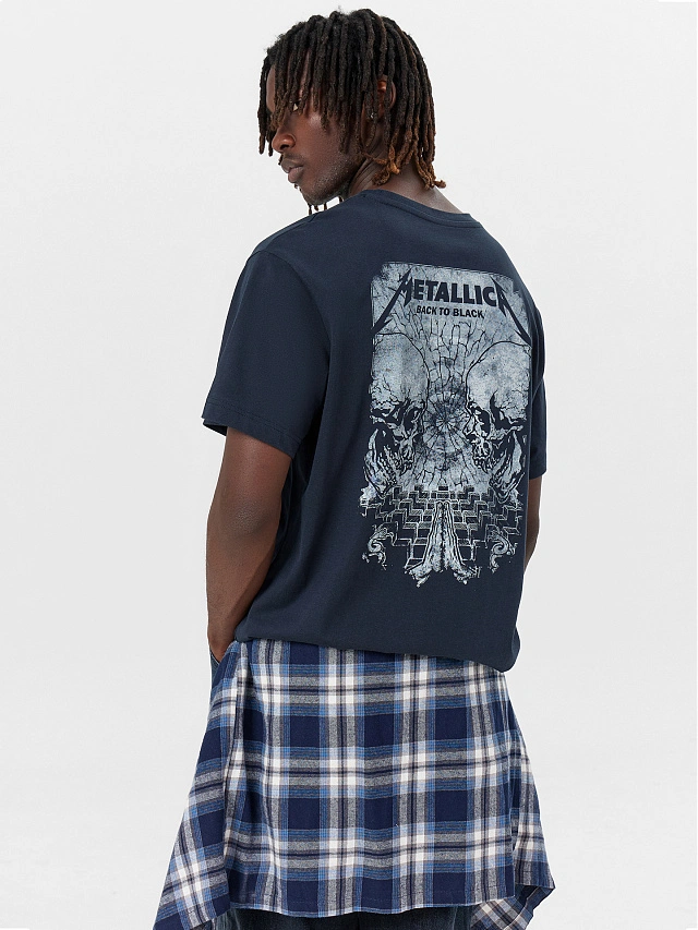 Футболка мужская синяя с принтом "metallica" - 5