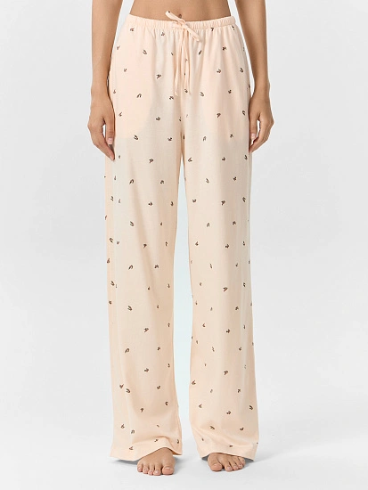 картинка Брюки женские домашние персиковые с принтом от магазина стильной одежды Mark Formelle