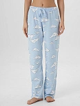 Брюки женские голубые с принтом