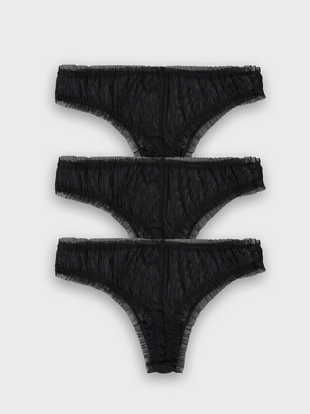 Трусы бразилиана женские черные в наборе, 3 шт - 10