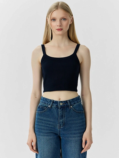 картинка Топ женский темно-синий в рубчик от магазина стильной одежды Mark Formelle