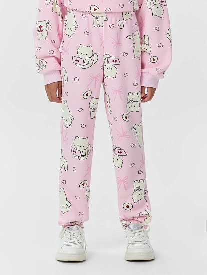 картинка Брюки для девочек розовые с принтом от известного бренда одежды для девочек Mark Formelle