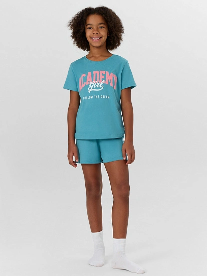 картинка КОМПЛЕКТ ДЛЯ ДЕВОЧЕК (ФУТБОЛКА, ШОРТЫ) от известного бренда одежды для девочек Mark Formelle