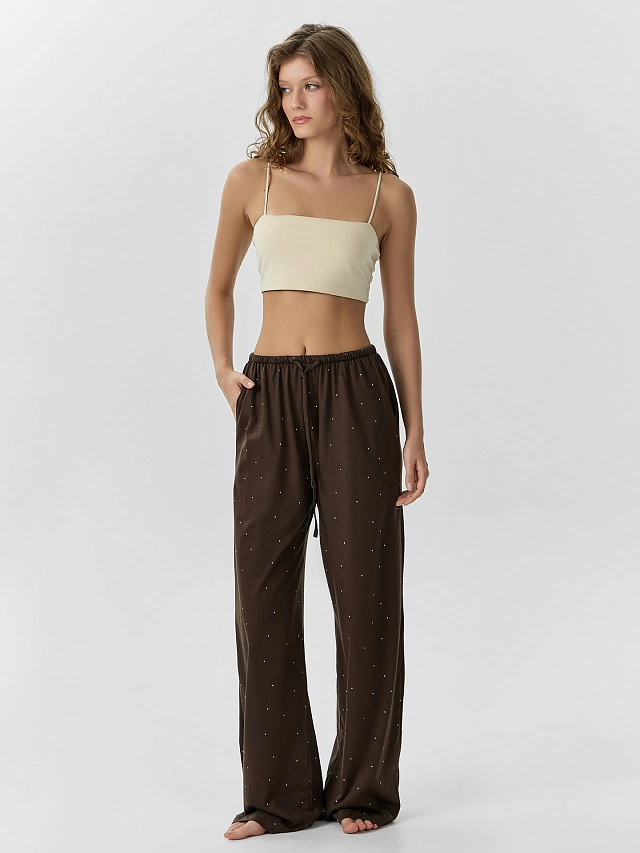 Брюки домашние женские коричневые - 5