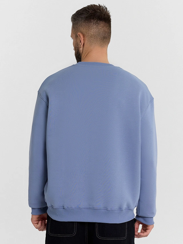 Свитшот мужской синий с вышивкой "Humble beginning" - 2