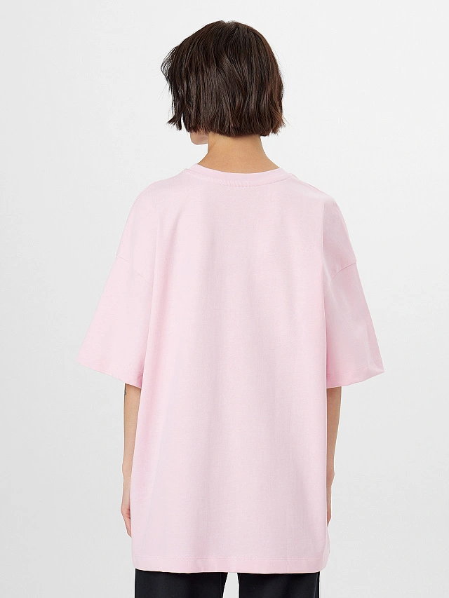 Футболка женская розовая с принтом и надписью "feel the joy" - 2