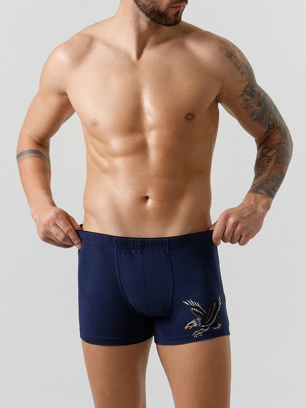Трусы боксеры мужские синие с принтом - 2