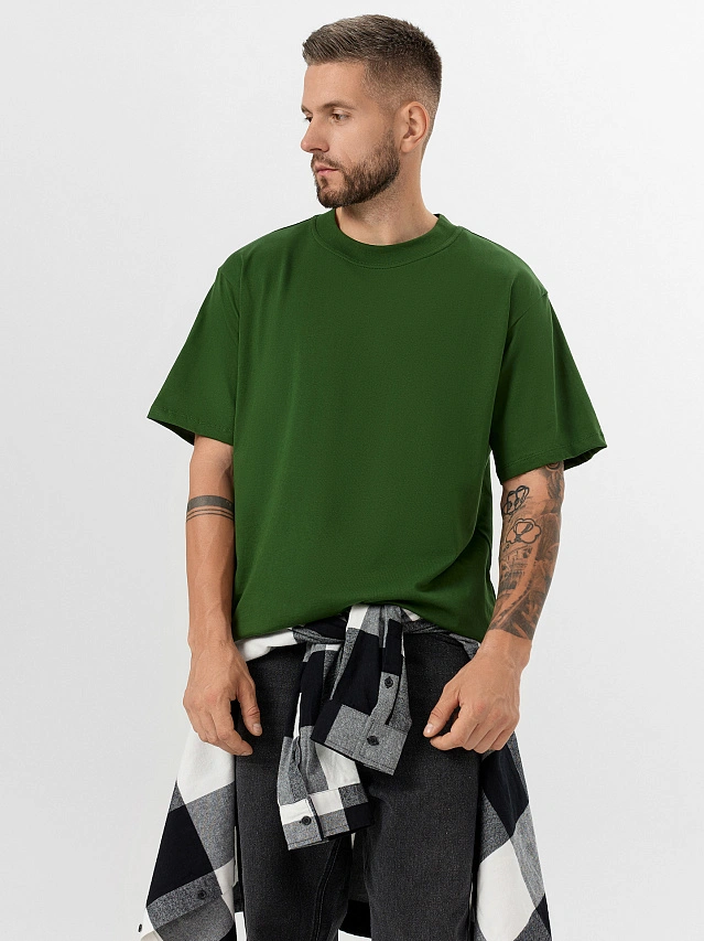 Футболка мужская зеленая - 5