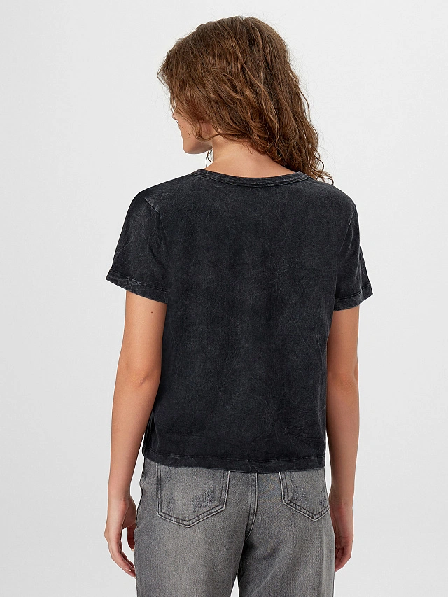 Футболка женская черная с принтом "Sun & Moon" - 2