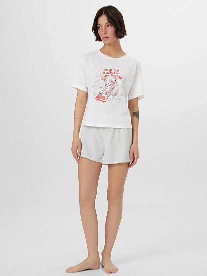 картинка Комплект женский домашний с принтом и надписью "Жирные вздохи сожаления" от магазина стильной одежды Mark Formelle