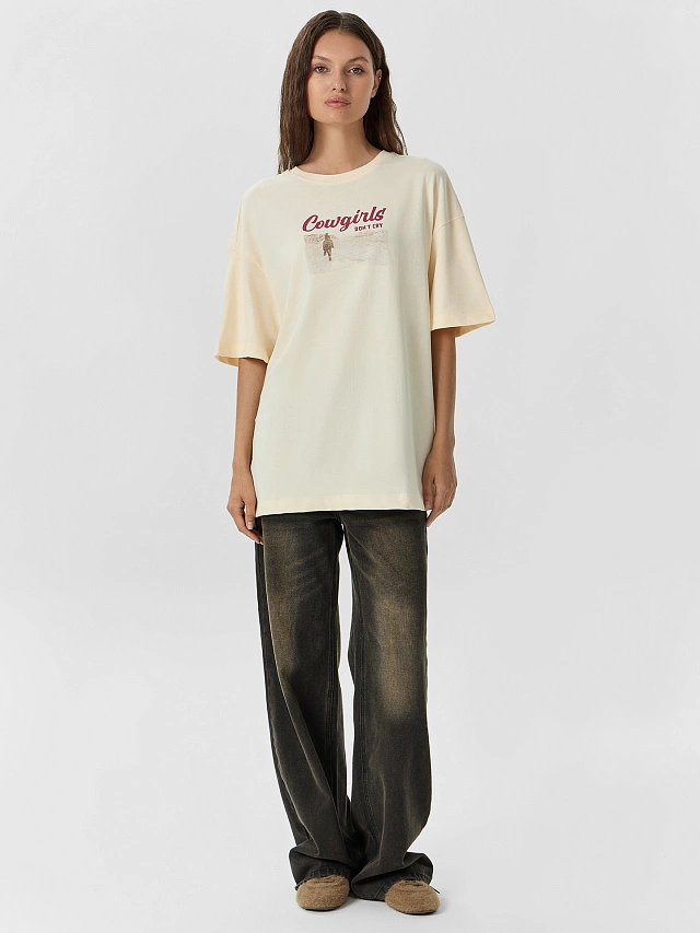 Футболка женская желтая с надписью "Cowgirls" - 4