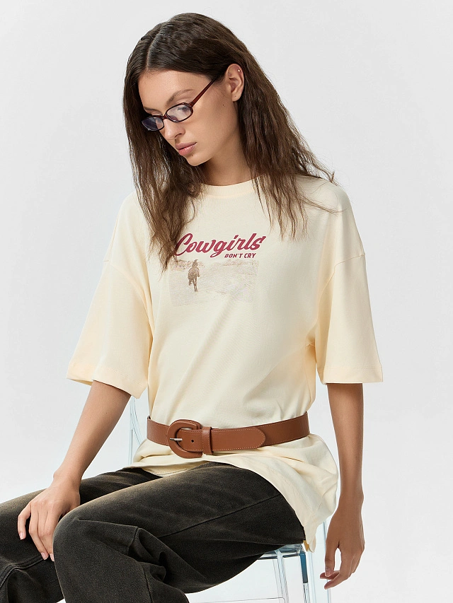 Футболка женская желтая с надписью "Cowgirls" - 7