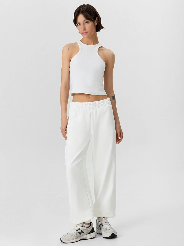 Брюки джоггеры женские белые - 4