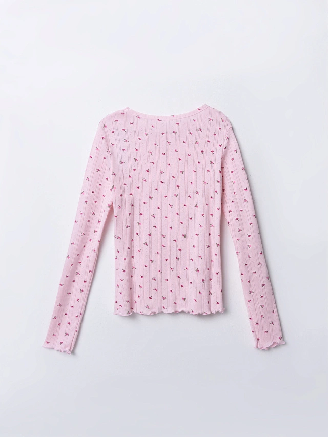 Комплект домашний женский розовый с принтом цветочки - 7