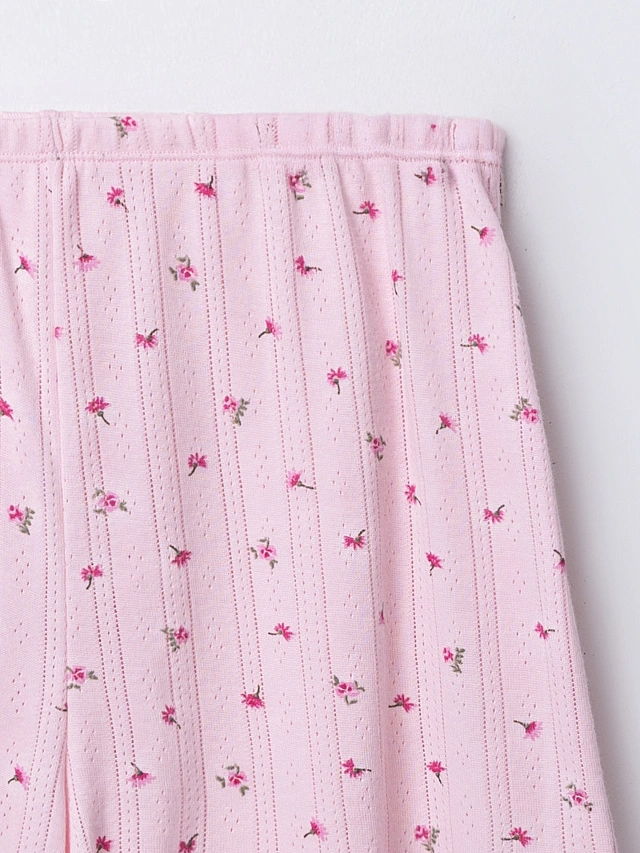 Комплект домашний женский розовый с принтом цветочки - 9