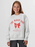 Свитшот для девочек серый с надписью "The magic girl"