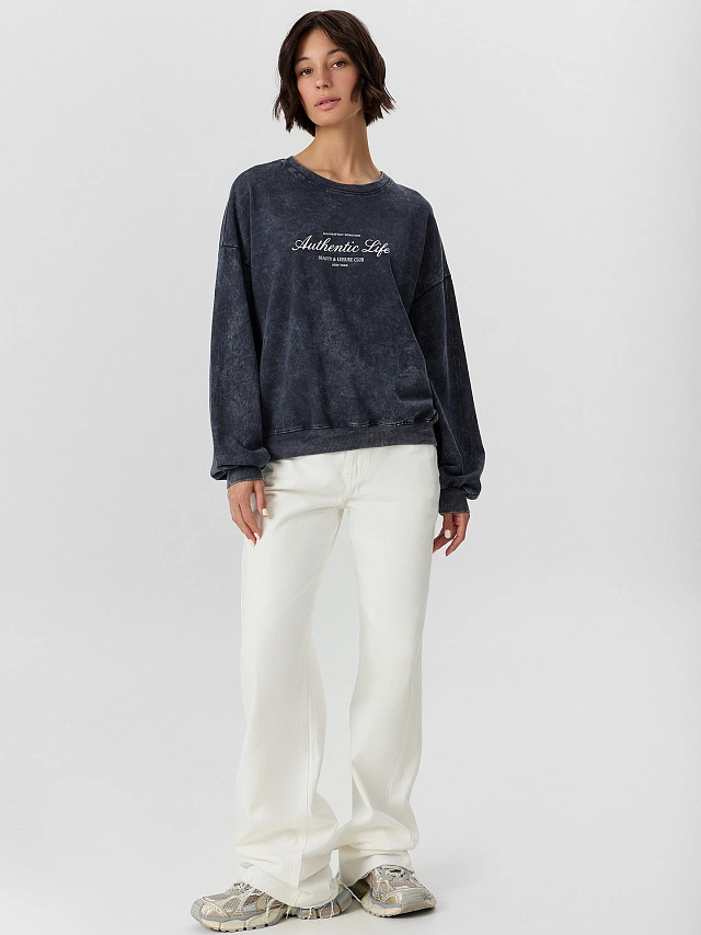 Джемпер женский серый с обработкой эйсид - 4