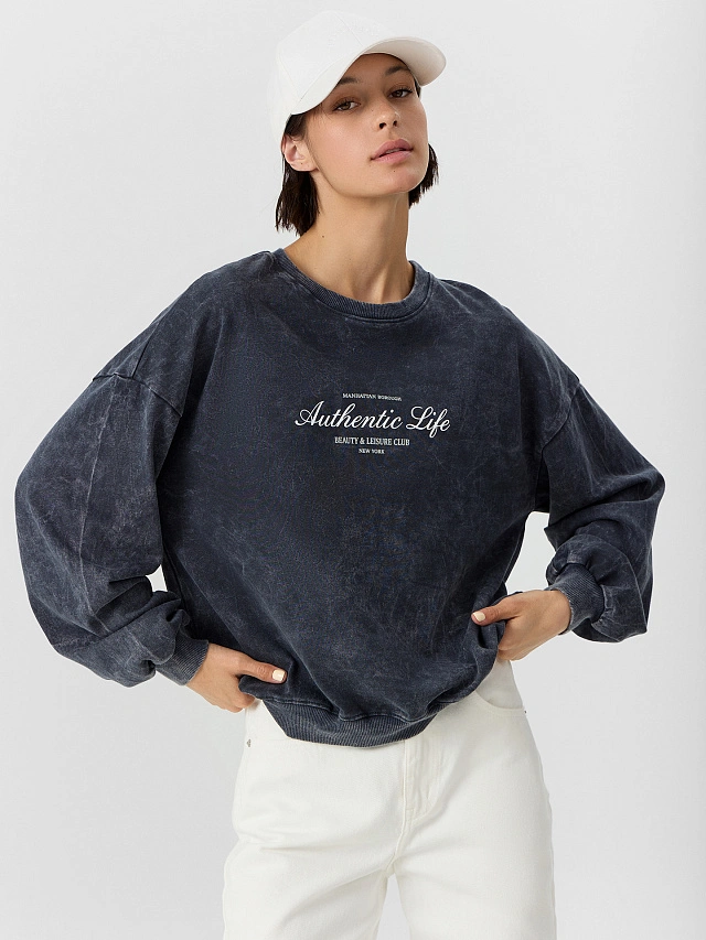 Джемпер женский серый с обработкой эйсид - 6