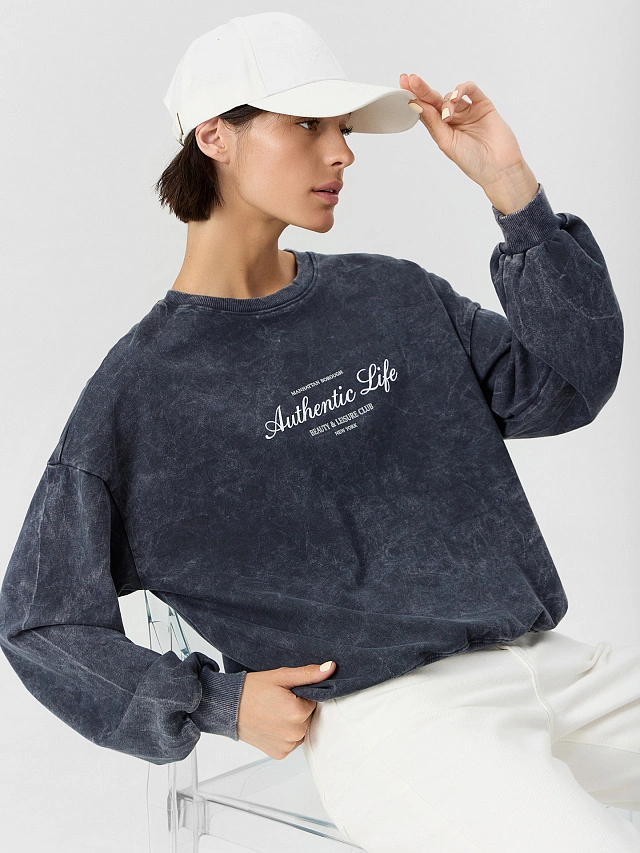 Джемпер женский серый с обработкой эйсид - 7