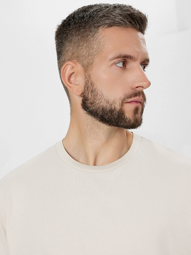 Футболка мужская кремовая - 5