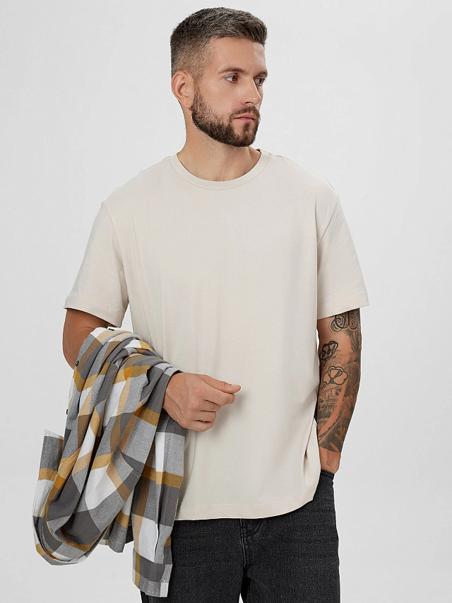 Футболка мужская кремовая - 6