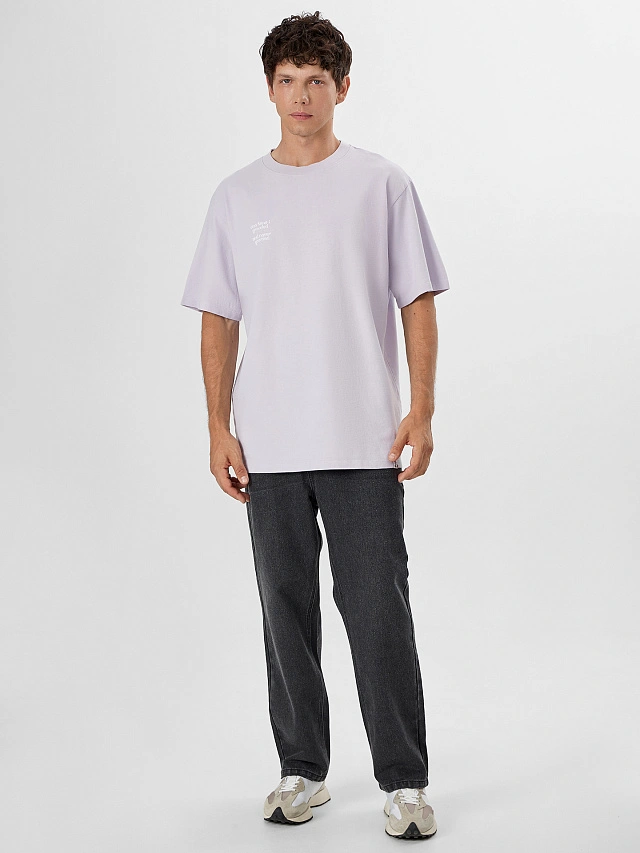 Футболка мужская сиреневая с надписью "one time i growled" - 3