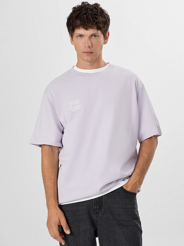 Футболка мужская сиреневая с надписью "one time i growled" - 6