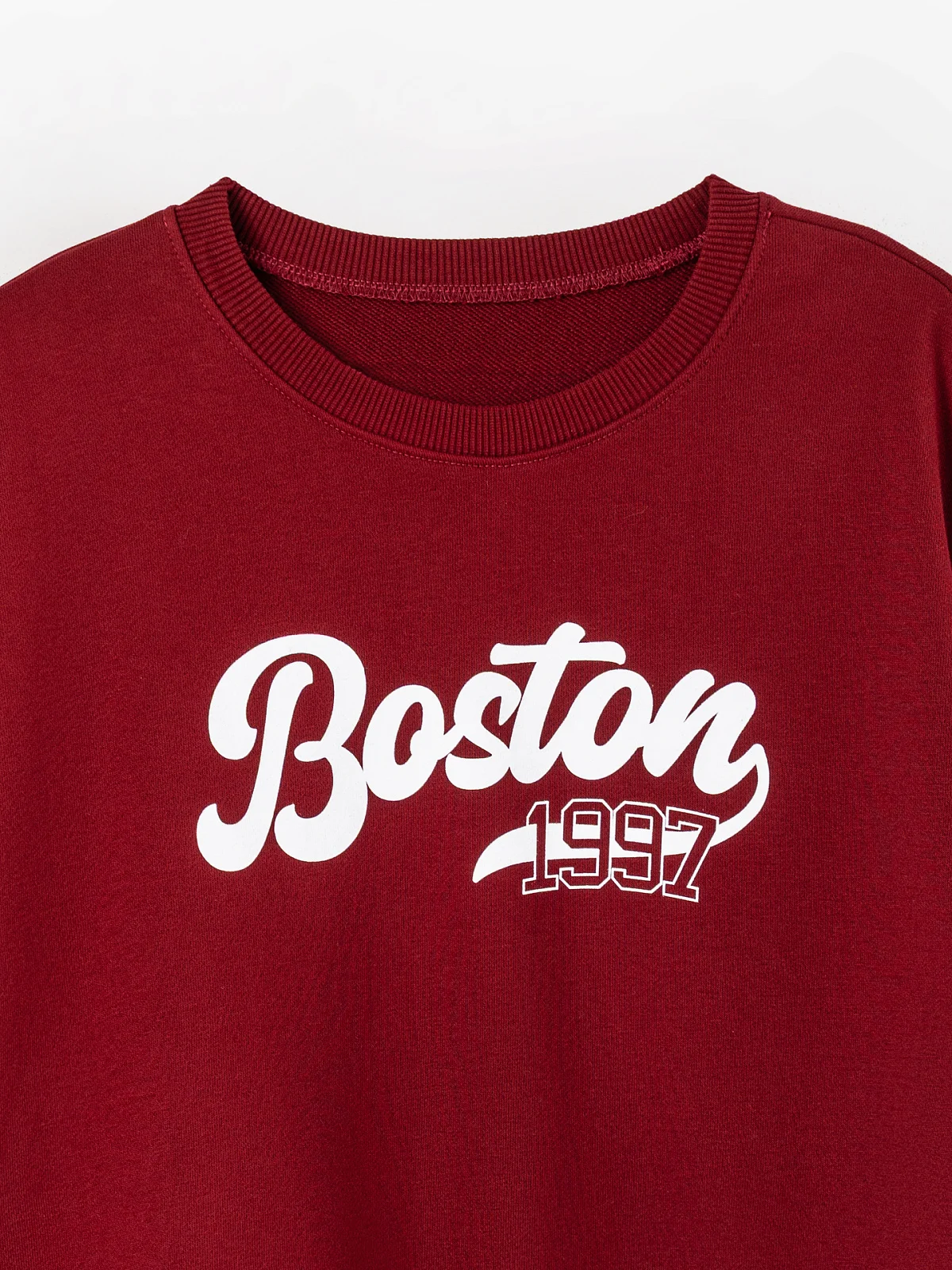 Свитшот для мальчиков бордовый с надписью "Boston" - 7