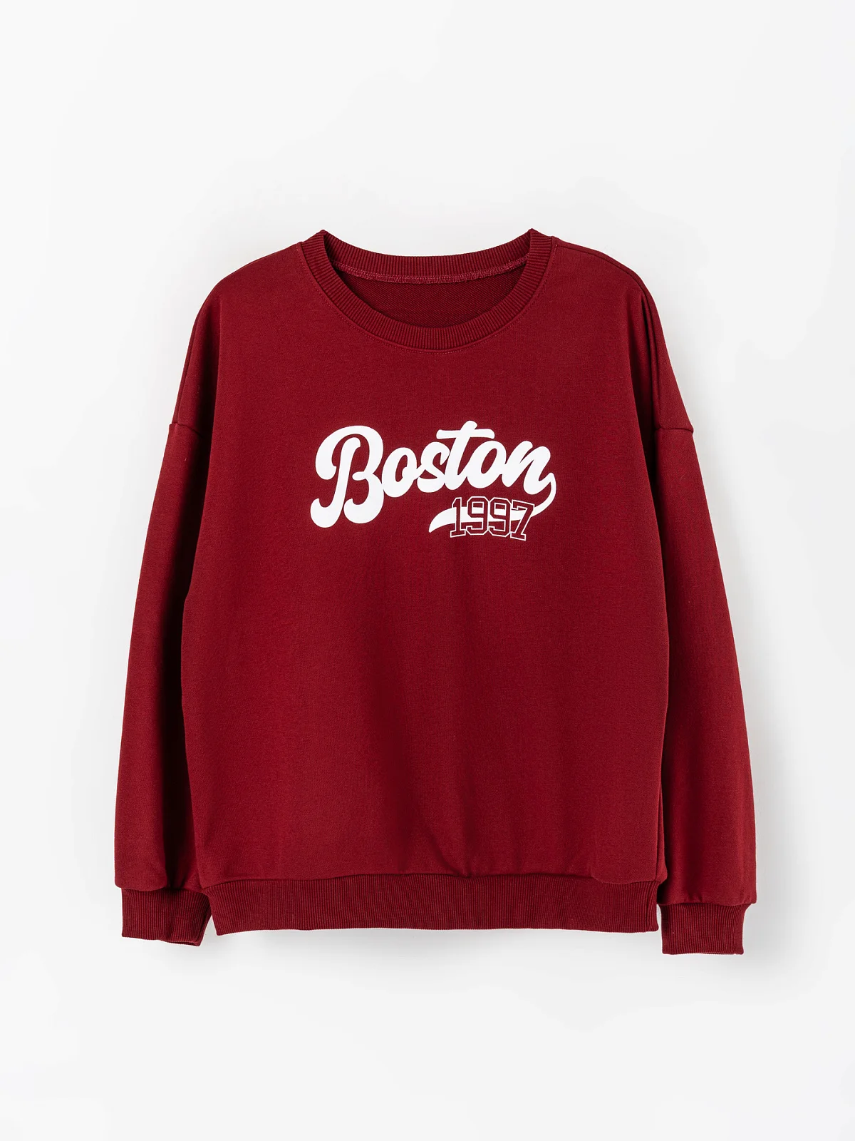 Свитшот для мальчиков бордовый с надписью "Boston" - 6